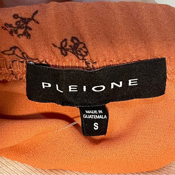 Pleione Womens Crane Floral Mountain Pull On Skirt Terracotta Elastic Waist - Picture 7 of 7